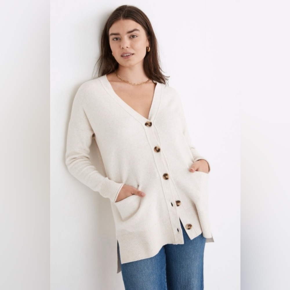 Madewell Do Well Beige Cotton Blend Cardigan Neutral Sustainable Soft Size XS